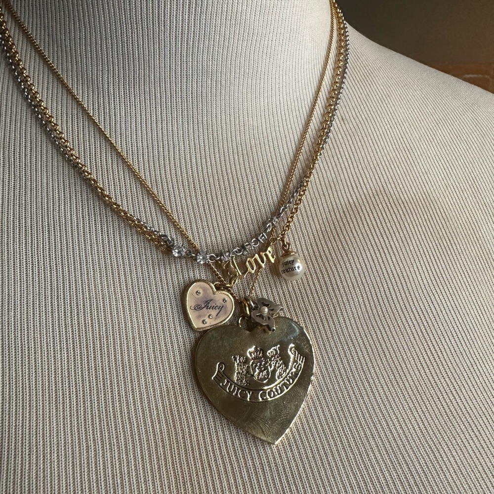 Vintage Juicy Couture Gold Heart Pendant Necklace Y2K - Picture 3 of 4